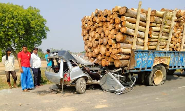 पिंचर खड़ी ट्रेक्टर-ट्राली में घुसी कार, साले की मौत बहनोई घायल